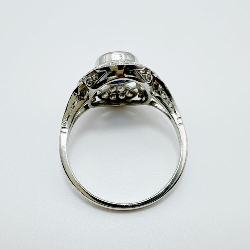Bague Bague de haute joaillerie en platine avec saphir bleu et diamants 58 Facettes 50369