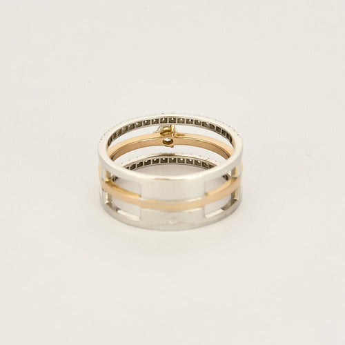 Bague trois anneaux en or rose, or blanc et diamants