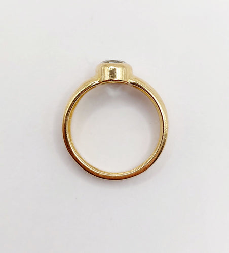 Bague 49 Bague jonc vintage or jaune 18k aigue marine de 0,70 carats 58 Facettes A06182