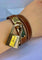 Montre Montre Hermès «  Kelly », cadran PM plaqué or, double tour cuir marron 58 Facettes AB453