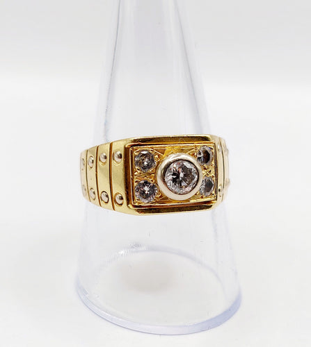 Bague 60 Bague chevalière Art Déco or jaune et diamants 58 Facettes A06309