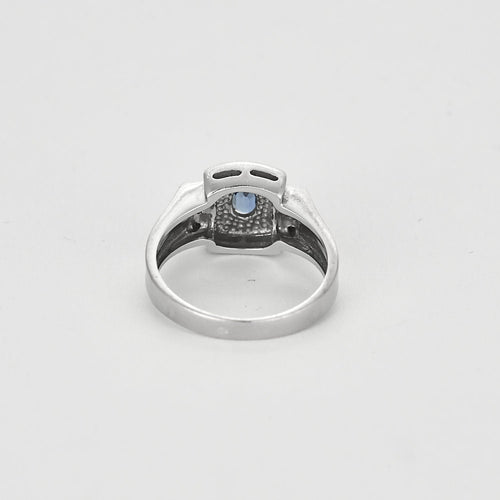 Bague 55 Bague en Or blanc 18k Saphir 58 Facettes MAN1436