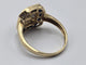 Bague 56 Bague OR Jaune 18k sertie d'un Saphir central, d’éclats de diamants et d'un contour de saphir baguettes 58 Facettes 1-0000448/2