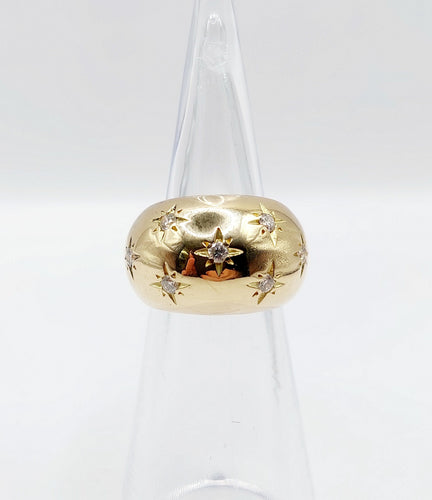 Bague 43.5 Bague bombé dôme or 18k diamant taille brillants en serti étoilé (circa 1950) 58 Facettes A05072