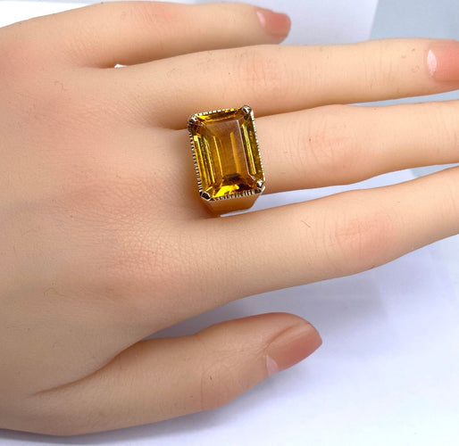 Bague 56 Bague en or jaune, topaze jaune 58 Facettes AB612