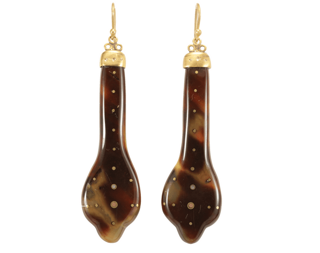 Boucles d'oreilles Boucles d'oreilles anciennes en or piqué écaille de tortue 58 Facettes 7412
