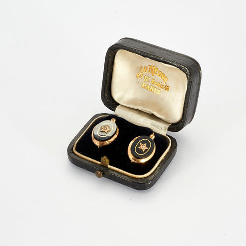 Boucles d'oreilles Dormeuse or onyx XIXeme 58 Facettes 38000121