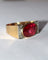 Bague 53.5 Bague Tank Or Jaune Et Platine, Saphir rose Verneuil Et Diamants 58 Facettes 581