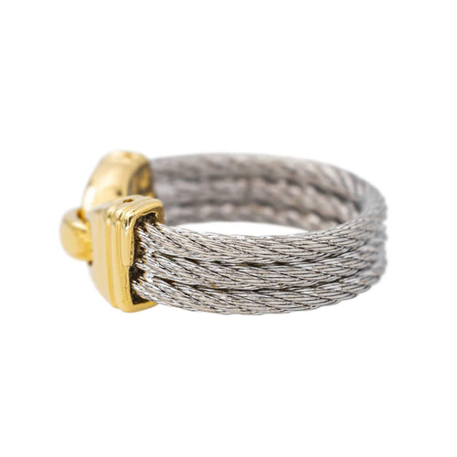 Bague 50 Fred Bague Force 10 Or jaune, Acier 58 Facettes 4410632CN