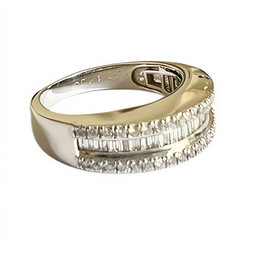 Bague 48.5 Bague de style contemporain du XXe siècle en or 18 carats avec diamants de 0,48 carat 58 Facettes Q329B