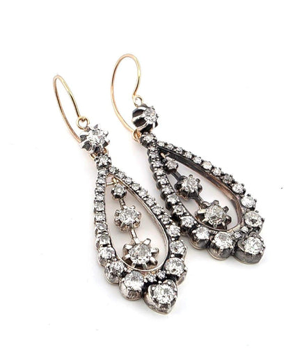 Boucles d'oreilles Boucles d’oreilles en or bas titre et argent et diamants 58 Facettes