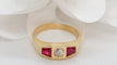 Bague 59.5 Bague Tank or jaune, rubis et diamant 58 Facettes 30422
