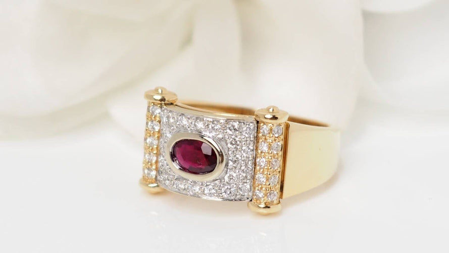 Bague 55 Bague ruban en or bicolore, diamants et rubis 58 Facettes 32538