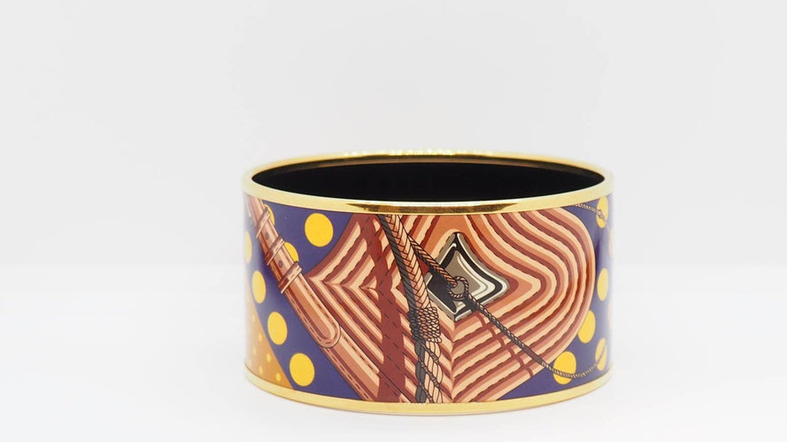 Bracelet Bracelet manchette en métal doré émaillé Hermès - Ref 30195 58 Facettes