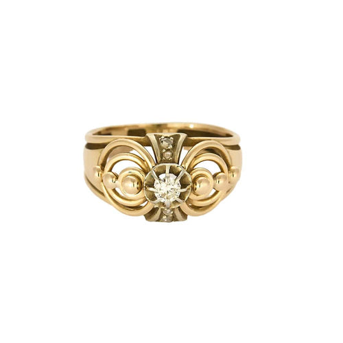 Bague 60 Bague or jaune et gris, diamants 58 Facettes FOU1150