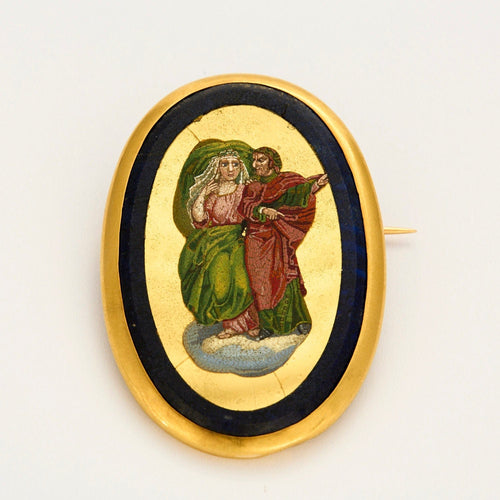 Broche Broche Ancienne Micro Mosaïque en or jaune 58 Facettes LP821
