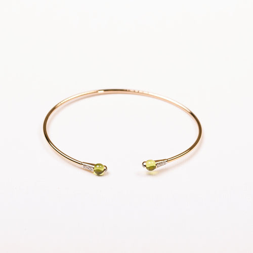 Bracelet POMELLATO-Bracelet jonc ouvert péridots diamants en or jaune 58 Facettes