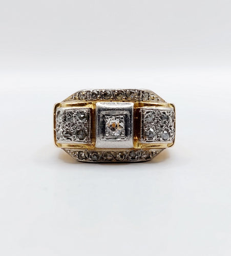 Bague 55 Bague tank art deco or jaune 18k et platine ornée de diamants 58 Facettes A04969
