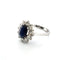 Bague 61 Anello en or blanc avec saphir central et diamants 58 Facettes