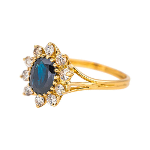 Bague 55 Bague Marguerite  Or jaune Saphir, Diamant 58 Facettes 4712457CN
