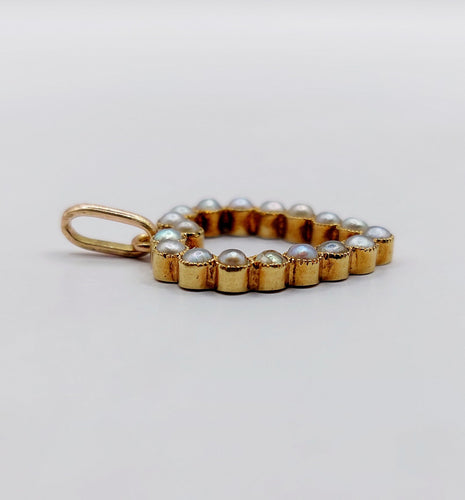 Pendentif Pendentif antique or jaune cœur et perles 58 Facettes A05499