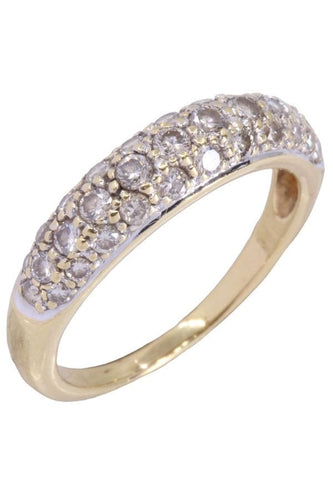 Bague 58 Bague jonc or jaune pavage diamants 58 Facettes 083641