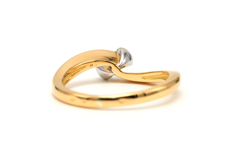 Bague 52 Bague contemporaine en or jaune et blanc, diamant taille brillant (+-0.16ct) 58 Facettes 22895