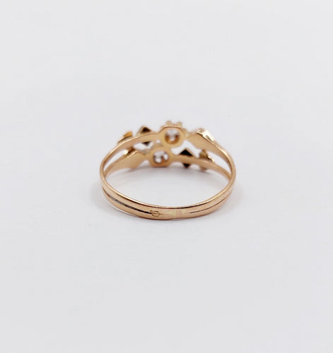 Bague 47 Bague antique toi et moi or rose 18k diamants taille roses (circa 1900) 58 Facettes A06295