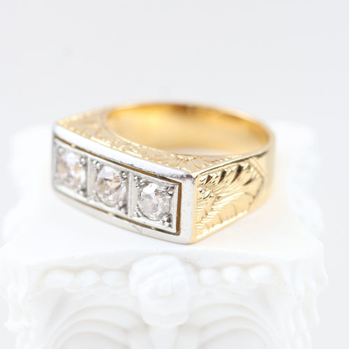 Anillo vintage oro amarillo, platino, diamantes talla antigua 58 Facettes 2335