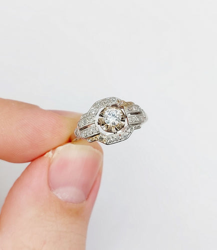 Bague 55 Bague tank Art déco en platine et diamant 0,25 carat (circa 1920) 58 Facettes A06508