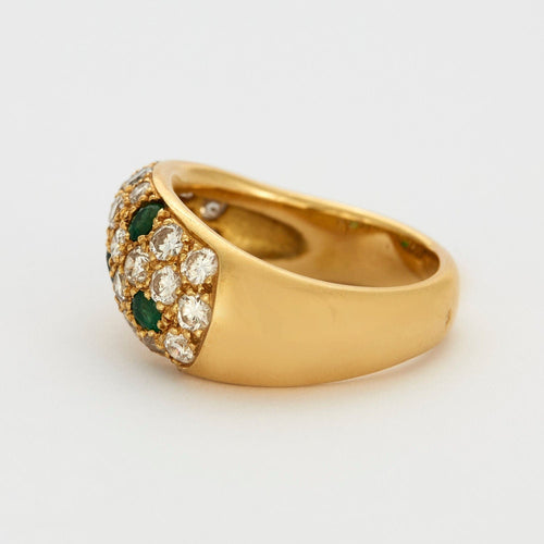 Bague 53 Bague or jaune diamants et émeraudes 58 Facettes 240404
