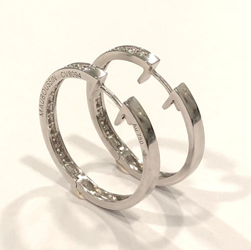 Boucles d'oreilles Créoles Mauboussin or blanc et diamants 58 Facettes