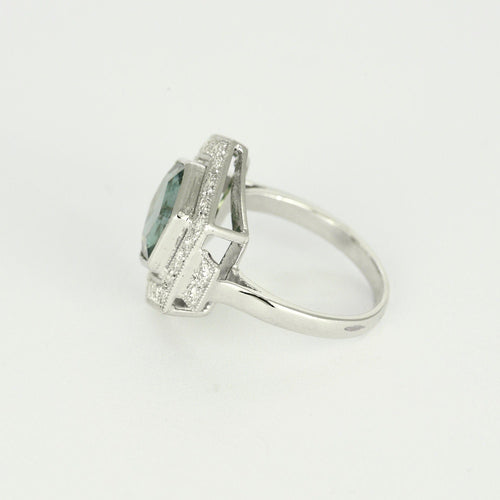 Bague Bague hexagonale tourmaline diamants 58 Facettes