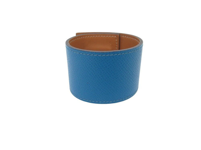 Bracelet bracelet HERMES creneau cuir graine bleu 17 cm blue 58 Facettes 268886