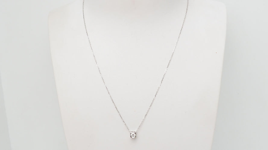 Collier DIHN VAN - Collier Le Cube diamant en or blanc 58 Facettes 32661