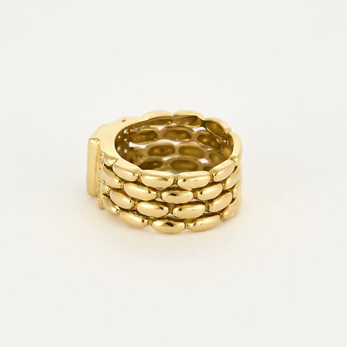 Bague Bague en or jaune, émeraude et diamants 58 Facettes B240805