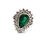 Bague 61 Bague en or blanc avec émeraude centrale et diamants environnants 58 Facettes