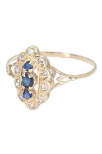Bague 57 BAGUE MARQUISE SAPHIRS ET DIAMANTS 58 Facettes 087321