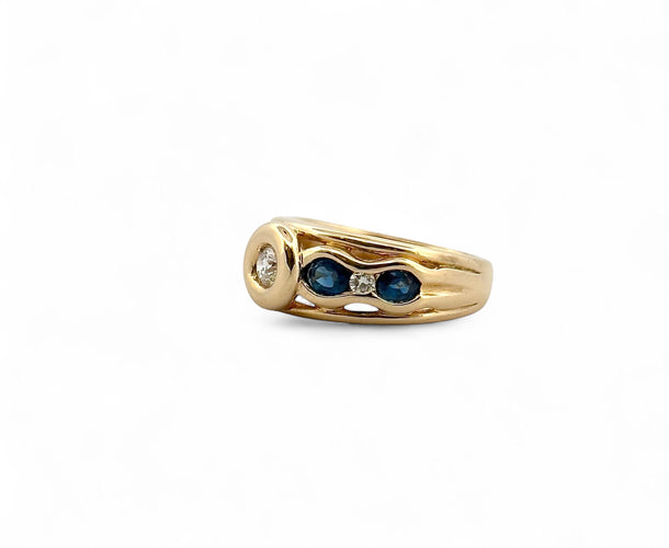 Bague 53 Bague en or jaune diamants et saphirs 58 Facettes
