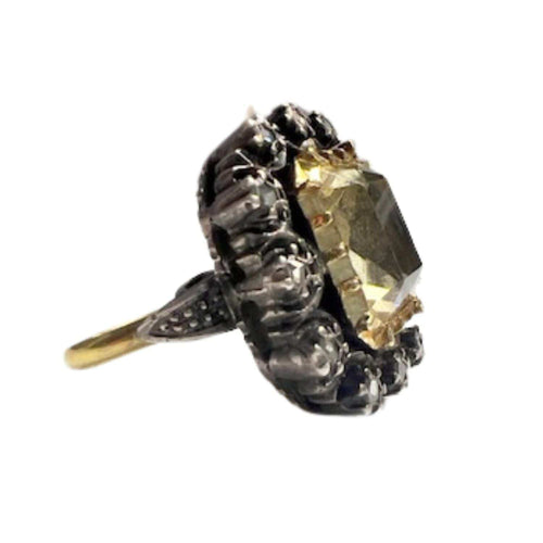 Bague 55 Bague début en or et argent avec saphir et citrine 58 Facettes Q133B (950)