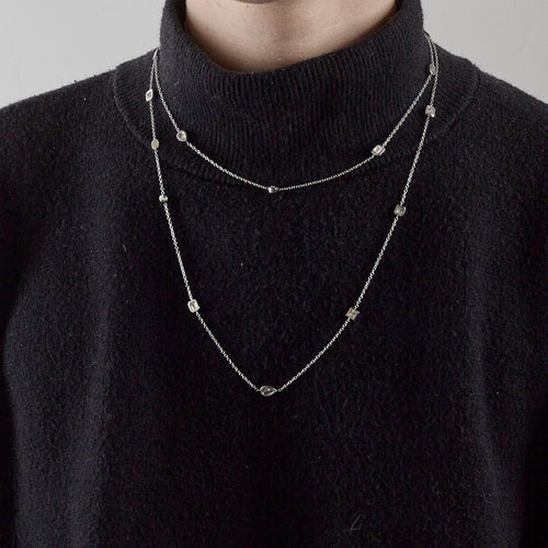 Collier Collier or blanc chaine alternée de diamants 58 Facettes 3674