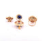 Boucles d'oreilles Parure 4 pièces en or jaune 18 carats saphirs bleus et chrysobéryls oeil de chat 58 Facettes