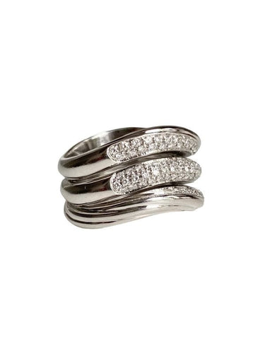 Bague 55 Bague, en or blanc 18k sertie de diamants 58 Facettes