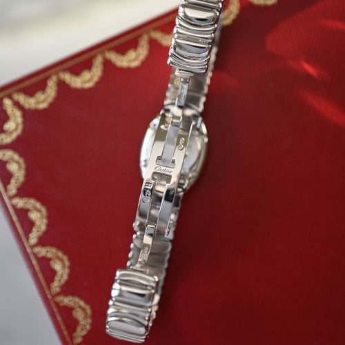 Montre CARTIER - Montre Baignoire Mini en or blanc et diamants 58 Facettes