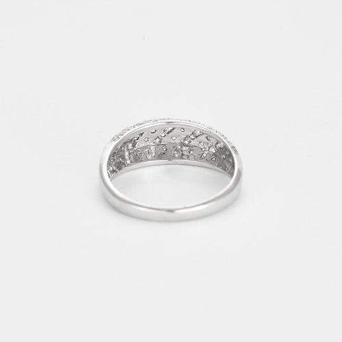 Bague 58 Bague jonc or blanc et diamants 58 Facettes GU188