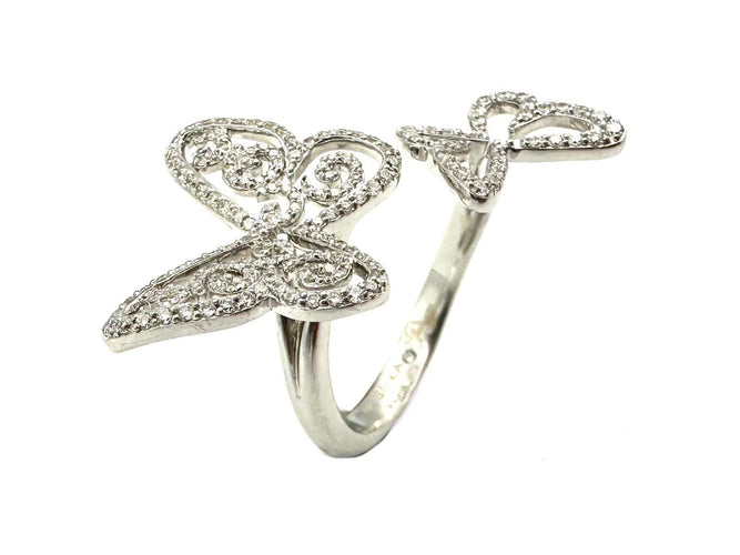 Bague 52 MESSIKA. Collection "Arabesque Butterfly", bague or blanc 18K et diamants 58 Facettes