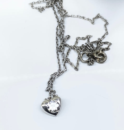 Collier Pendentif coeur et sa chaîne en or blanc, diamant 0,20 carat 58 Facettes AB626