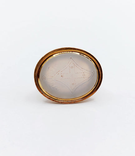 Pendentif Pendentif sceau antique en or rose 14k et agate blanche 58 Facettes A06677