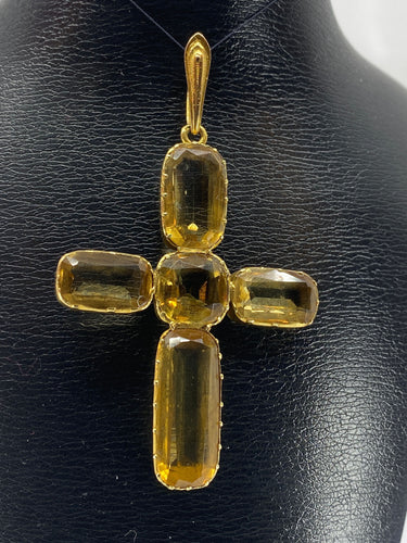 Pendentif Pendentif Croix en or, citrines 58 Facettes AB36