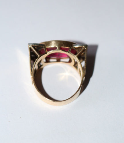 Bague 53.5 Bague Tank Or Jaune Et Platine, Saphir rose Verneuil Et Diamants 58 Facettes 581